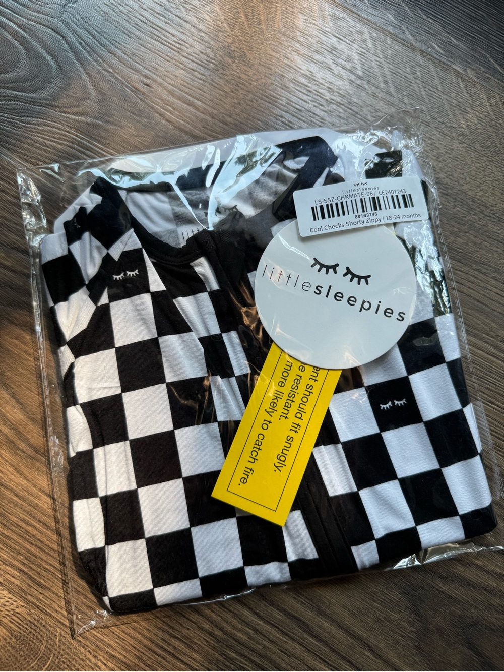 Little Sleepies Black and White Checkerboard Zippy Pajamas